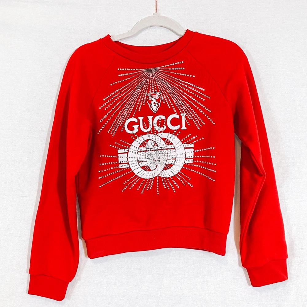 NWT Gucci- Red Crystal Logo Sweatshirt